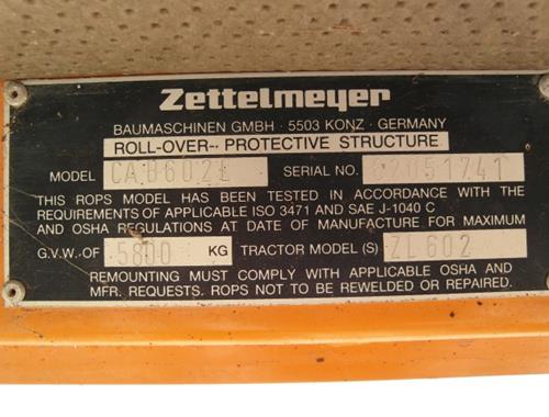 Cabin Zettelmeyer ZL 602 - Parts